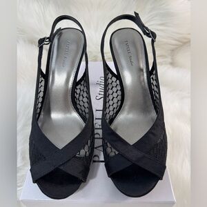 Adrianna Papell Black Mesh Peep-Toe Heels